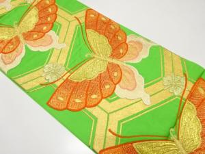 アンティーク　蝶に亀甲模様織り出し袋帯（材料）